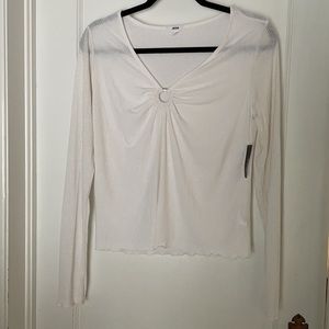 Ring Detailed Cut Long Sleeve Top